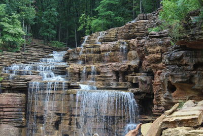 Scenic view of waterfall in forest