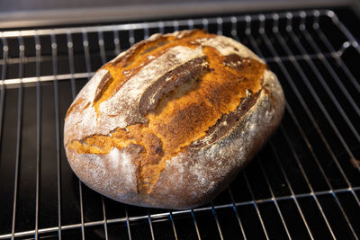 Close-up of breads on barbecue