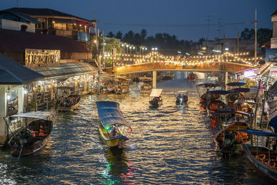 High angle view of city at night