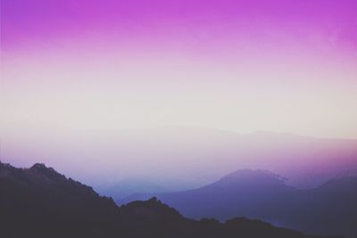 Scenic view of mountains against sky during sunset