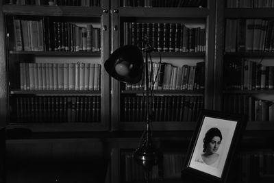 Close-up of books on shelf