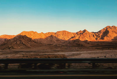 Scenic view of mountains against clear sky