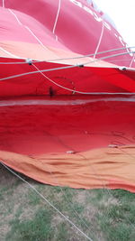 Close-up of tent on field