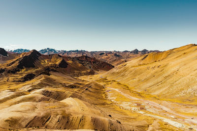 Scenic view of mountains against clear sky