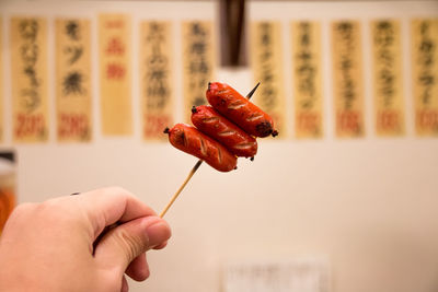 Cropped image of hand holding dry leaf