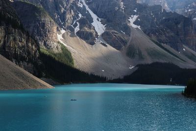 Scenic view of lake by mountains