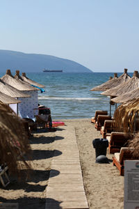 Scenic view of sea against clear sky