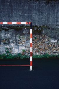 Old abandoned goal sport equipment, street soccer in bilbao city spain