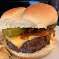 Close-up of burger in plate