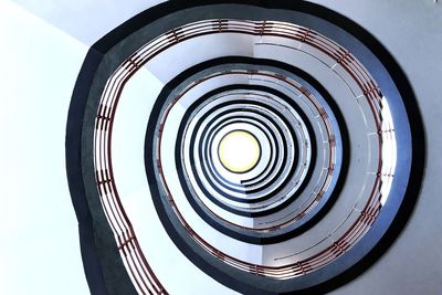 Low angle view of spiral staircase against sky