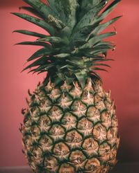 Close-up of pineapple against wall