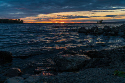 Scenic view of sea against sky during sunset