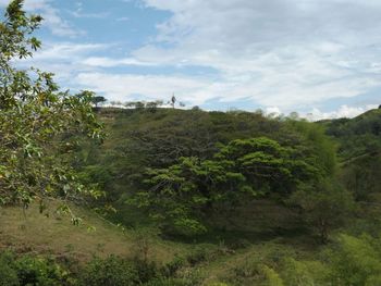 Scenic view of landscape against cloudy sky