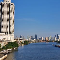 Modern buildings in city against sky