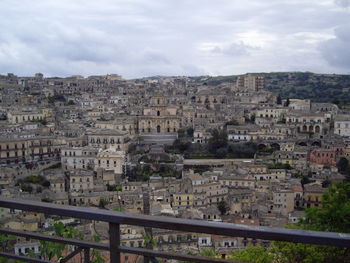 High angle view of buildings in city