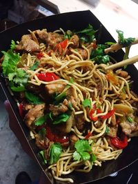 High angle view of meal served in plate