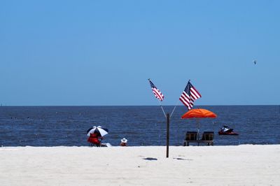 Scenic view of beach against clear sky