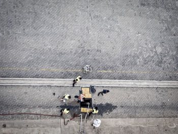 High angle view of two men