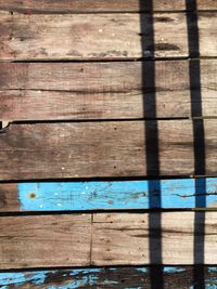 High angle view of wooden fence on boardwalk