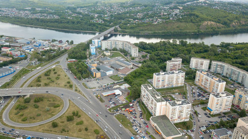 Novokuznetsk, kemerovo region, russia. 02 july 22. the city from a bird's-eye view.