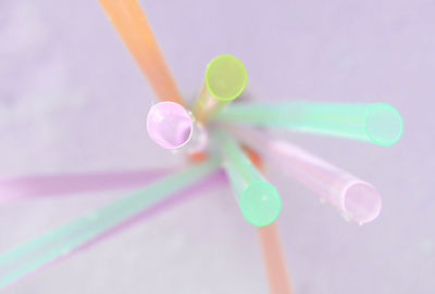 Top view of multi colored straws