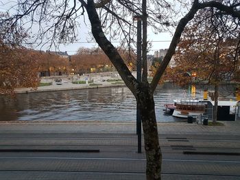 Scenic view of river in city