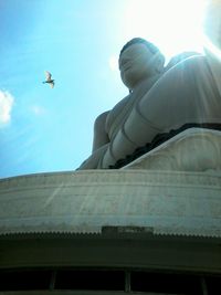 Low angle view of statue against clear sky