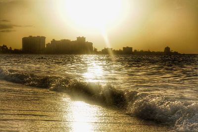 Scenic view of sea at sunset