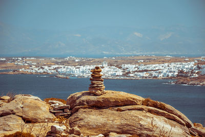 Stack of rocks against sea