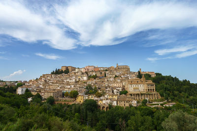 High angle view of townscape against sky