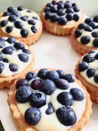 Close-up of served cookies with blueberries