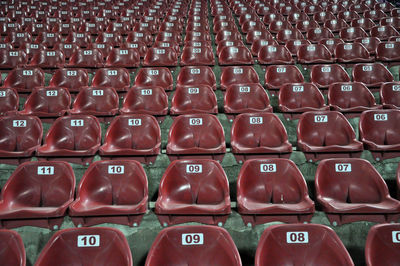 Stadium seats in row