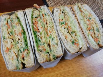 High angle view of food on table