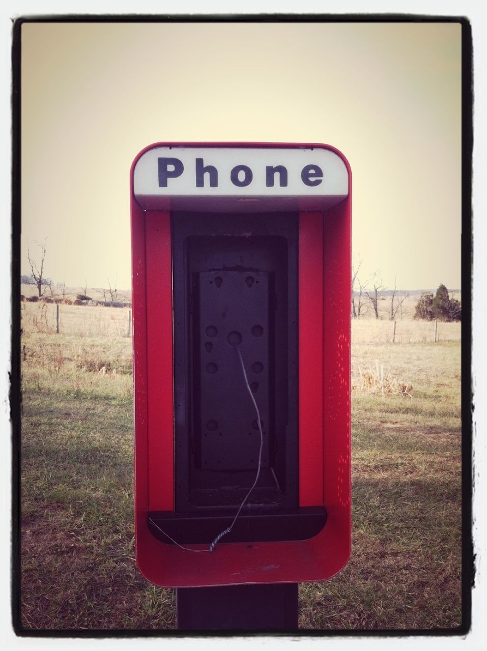 transfer print, red, auto post production filter, communication, text, western script, field, grass, number, no people, day, outdoors, safety, landscape, information sign, guidance, protection, closed, sign, mailbox