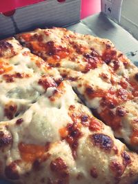 Close-up of pizza on table