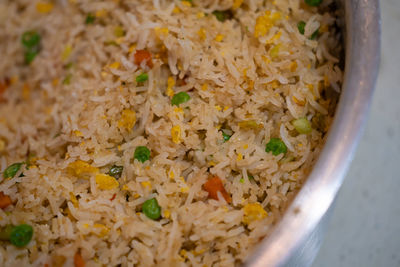 High angle view of food in bowl