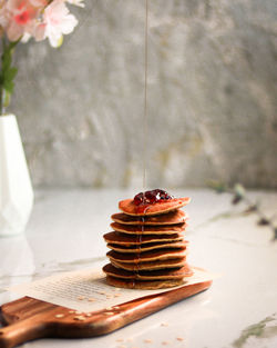 Close-up of dessert on table