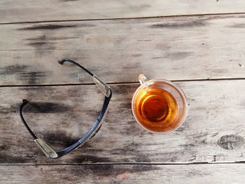 High angle view of tea on table