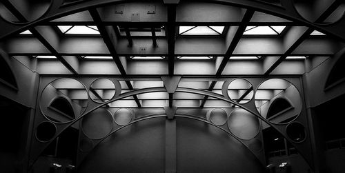 Low angle view of illuminated ceiling