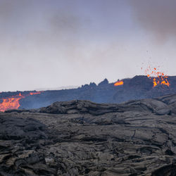 Scenic view of volcanic mountain
