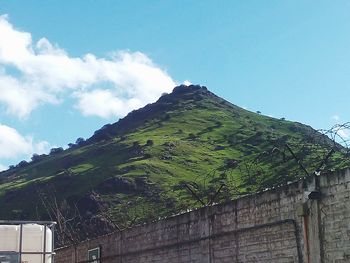 Low angle view of mountain against sky