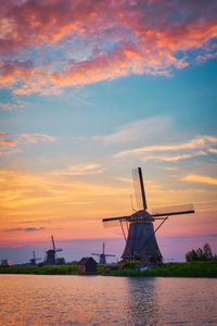 Windmills at kinderdijk in holland. netherlands