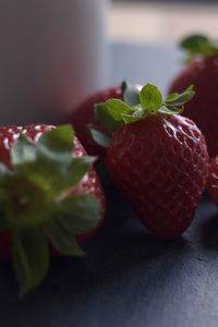 Close-up of strawberries on table