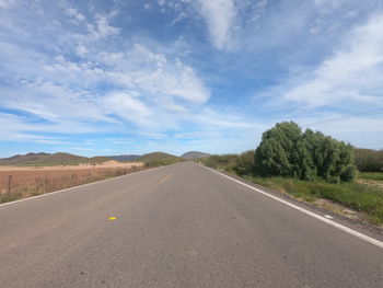 Surface level of road along countryside landscape