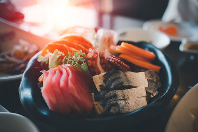 Close-up of sushi in plate