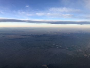 High angle view of land against sky