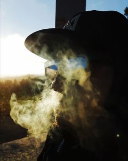 Close-up of person against sky