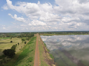 Scenic view of land against sky