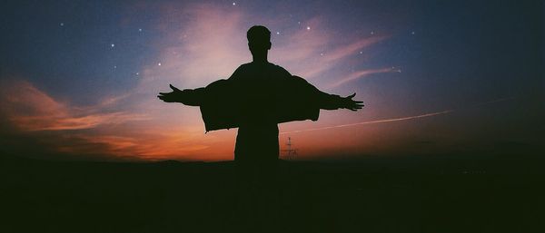 Low angle view of statue against sky