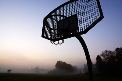 Low angle view of basketball hoop against sky